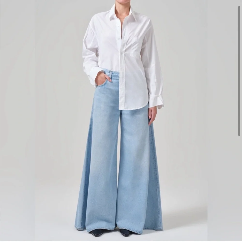NWT Citizens of Humanity Denim Jeans Amari Ultra Light Wash Wide Leg 25 fit 26​ - Picture 2 of 5